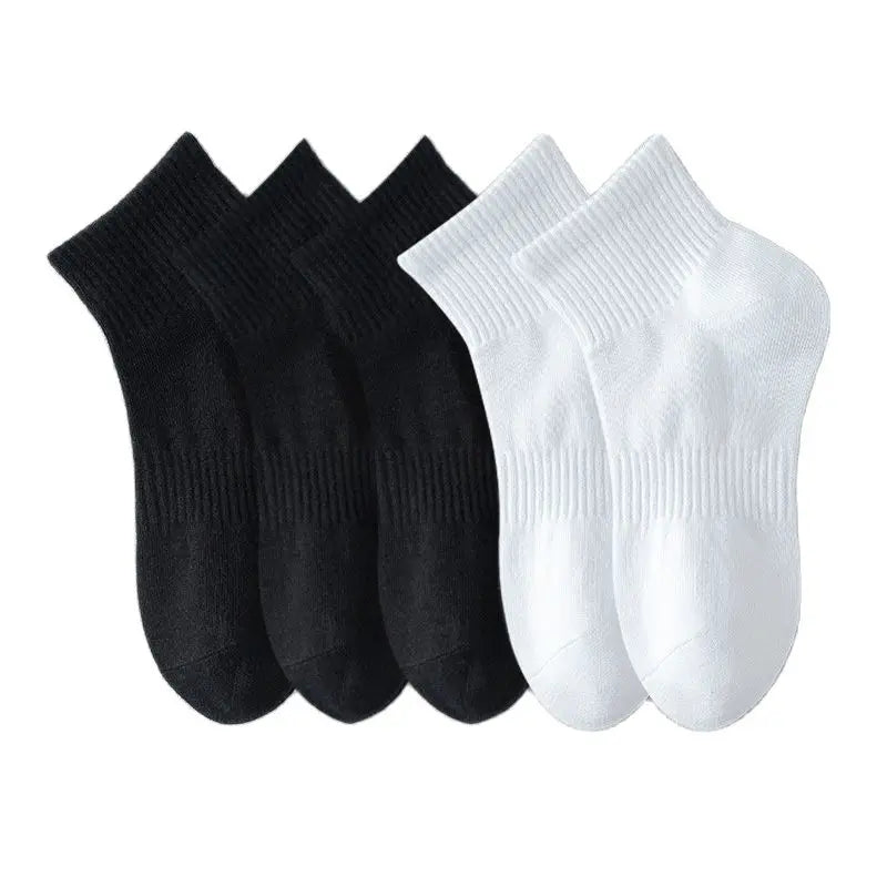 5 Pairs/100% Cotton Men's Socks, Anti-Odor Breathable Sports Socks
