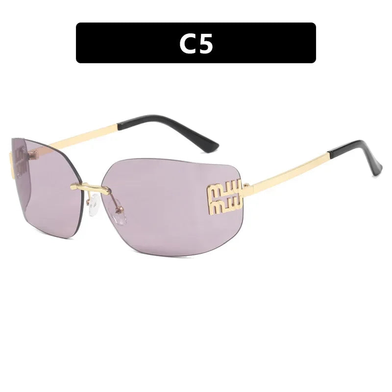 Frameless Design Sunshade Metal Women's Sunglasses High Quality Decoration