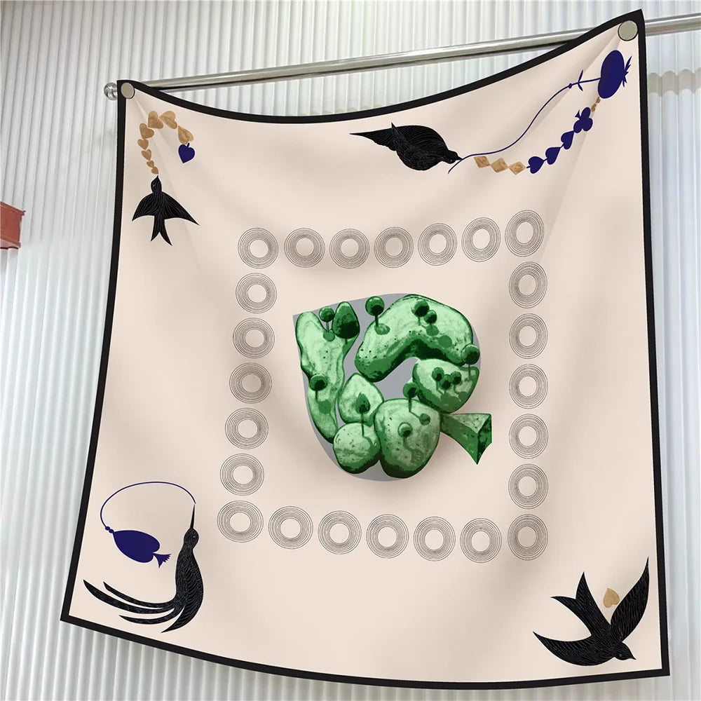 Square Scarf Women Fashion Floral Twill Silk Head Scarf For Lady