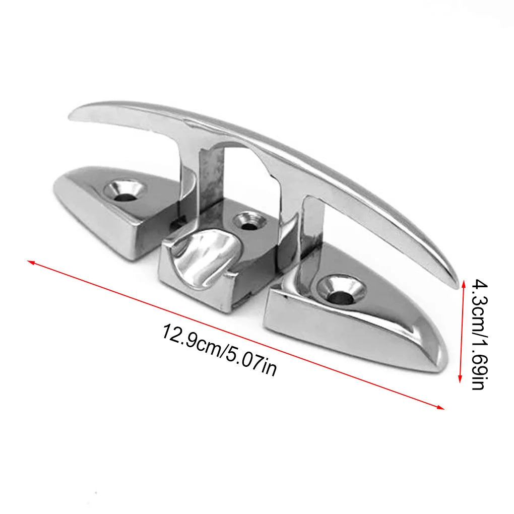 New Stainless Steel Boat Deck Foldable Cleat Portable 5-inch Pre-drilled Mirror Polished Replace Mooring Cleats Hardware