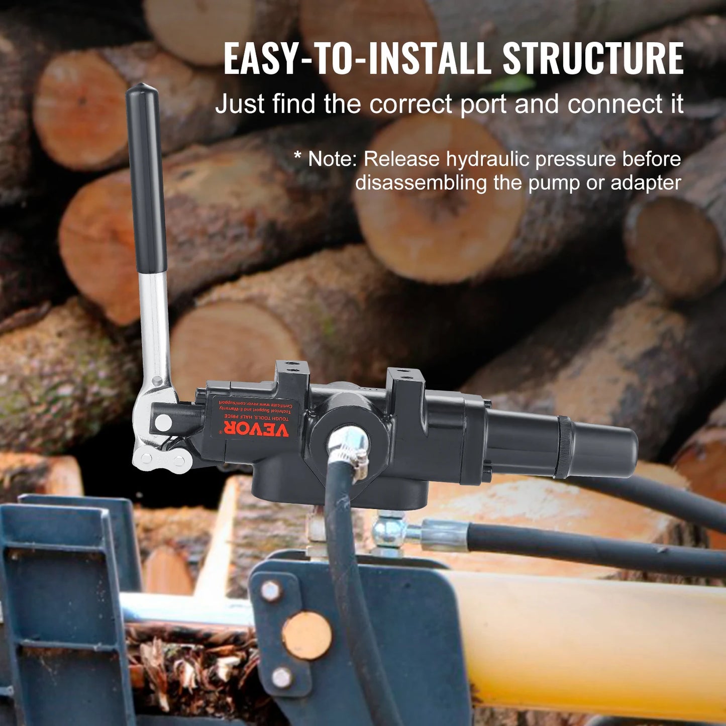 Hydraulic Log Splitter Valve, 1 Spool 25 GPM Hydraulic Directional Control Valve, 3626PSI Hydraulic