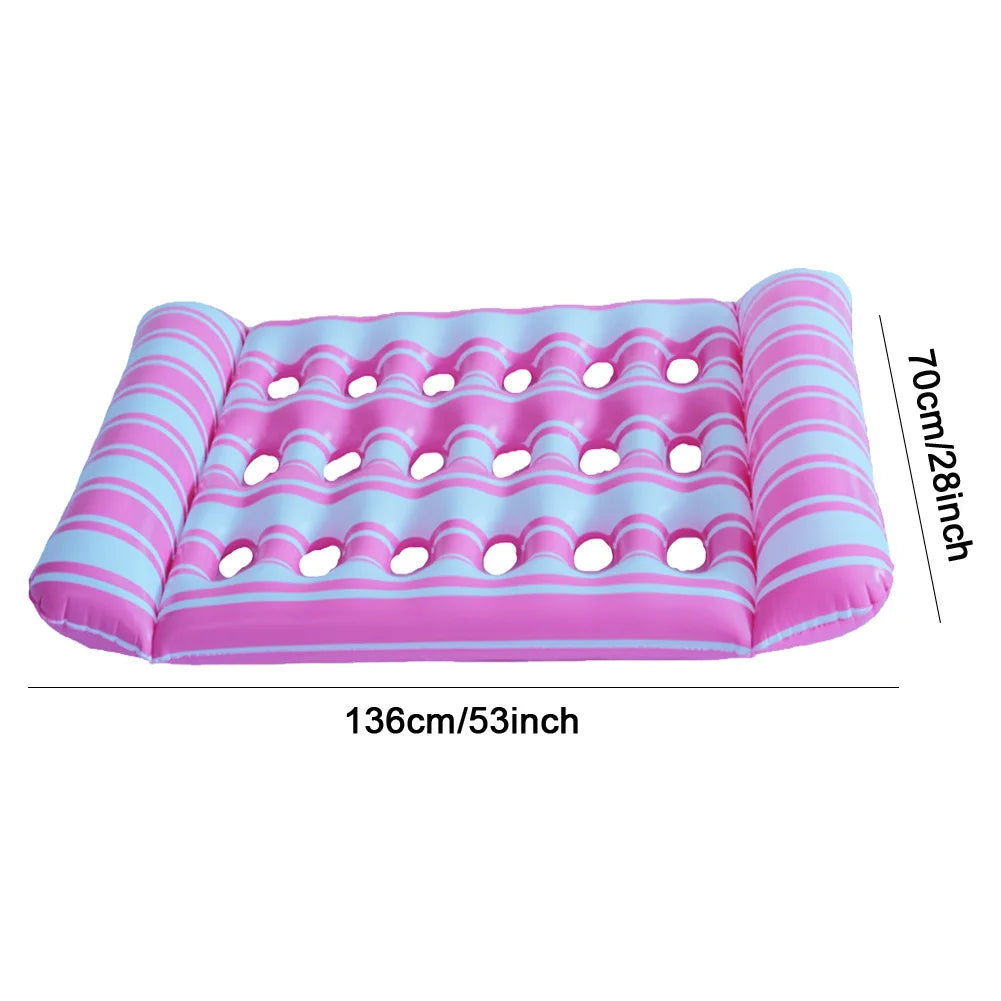 Inflatable Floating Swimming Mattress, PVC Hammock Recliner Chair, Foldable Floating Lounger