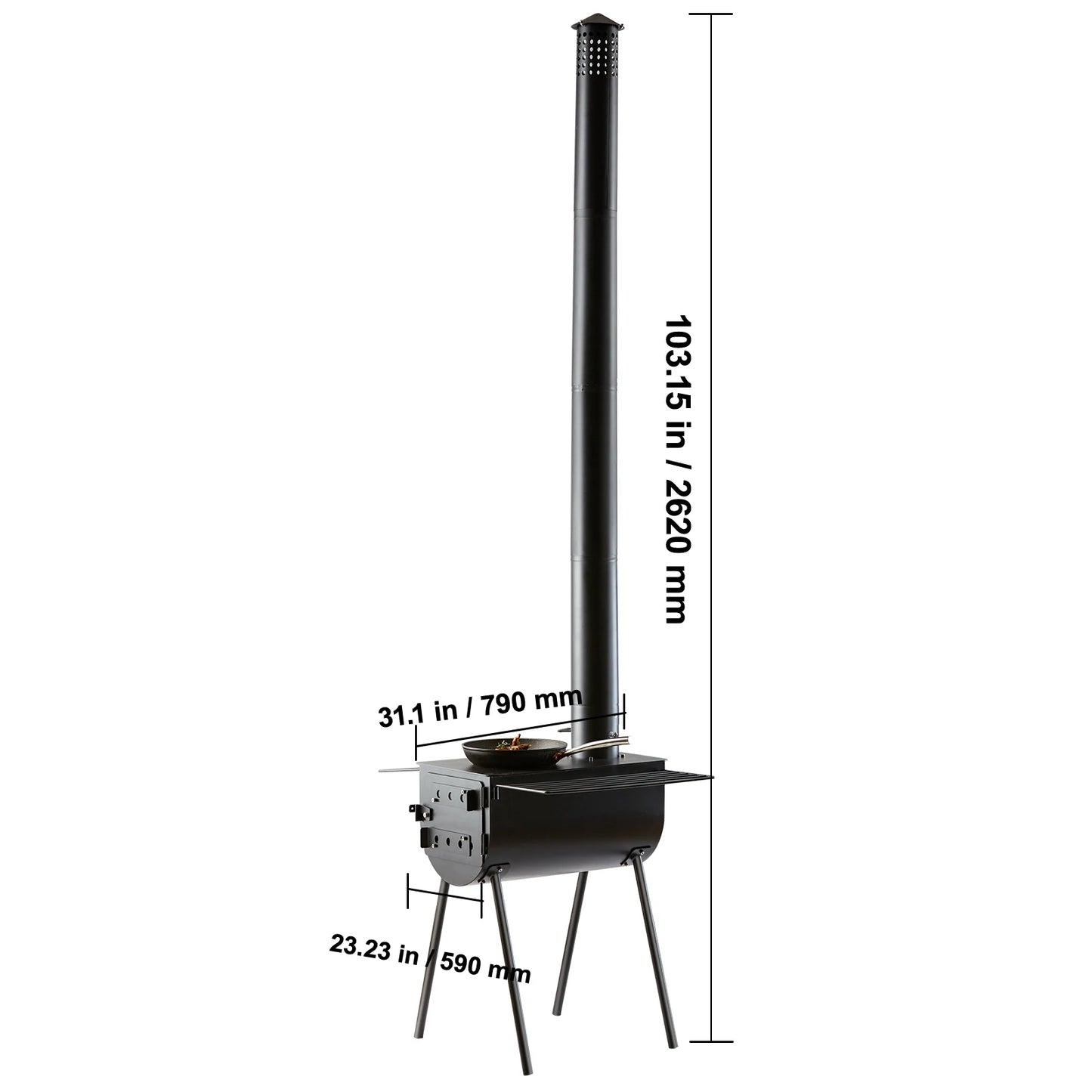 Wood Stove 86in Alloy Steel Camping Tent Stove, Portable Wood Burning Stove with Chimney Pipes & Gloves