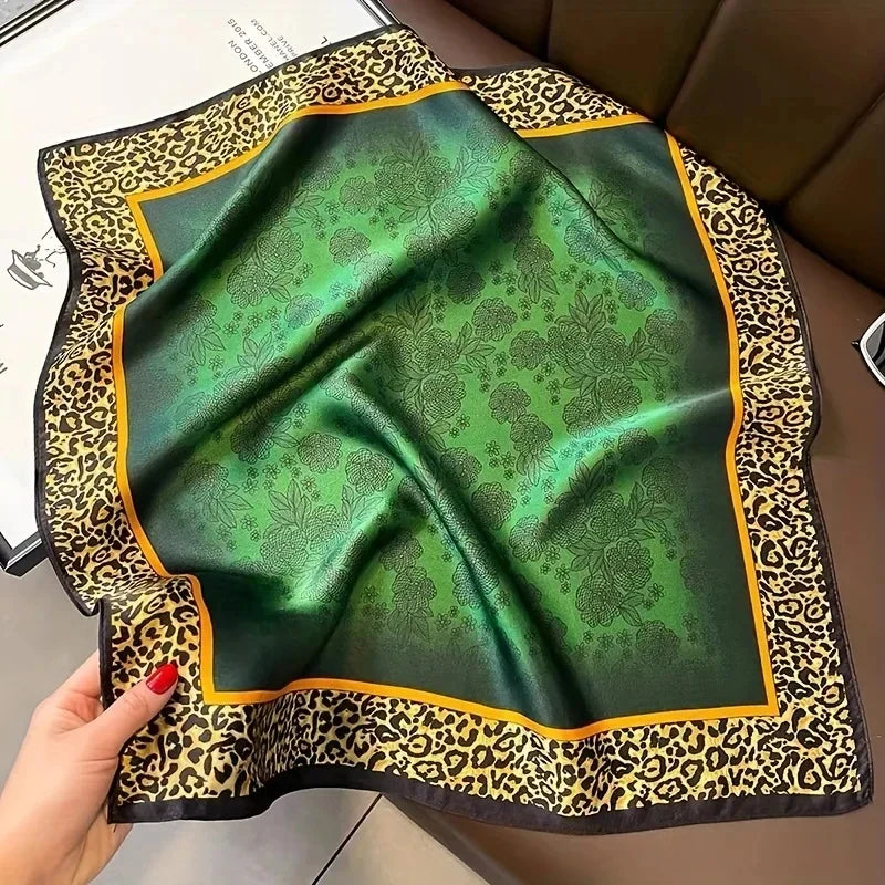 Luxury Brand Women, Men Print Square Scarf. Soft Satin Silk-like, Small Neck Scarf Stylish Casual Headscarf