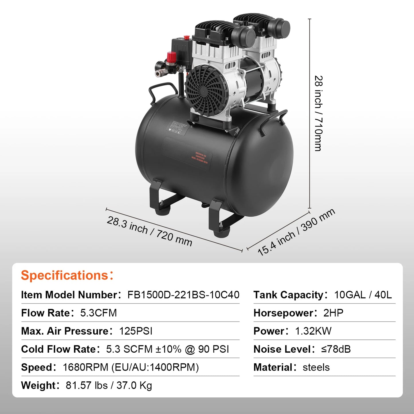 750W/1450W/3000W Oil Free Air Compressor, Portable Compressor