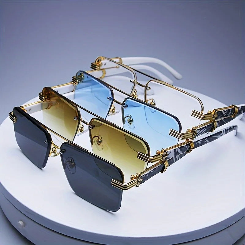 Fashion Rimless Sunglasses, Unisex Classic Small Square Summer Shades, You Choose the Color