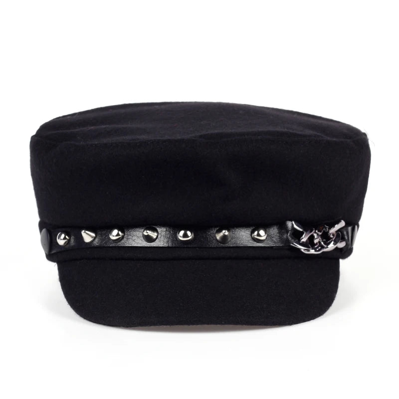1piece Unisex Rivet Chains Navy Cap