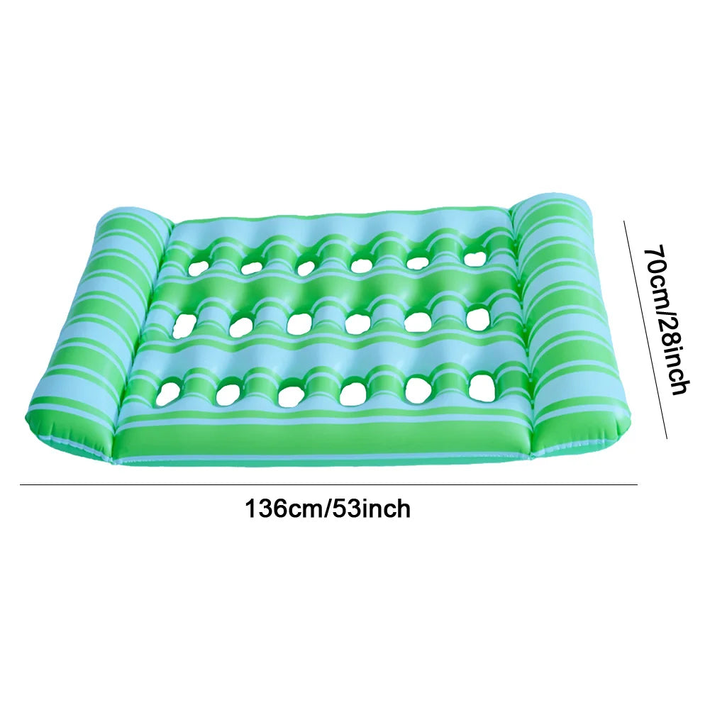Inflatable Floating Swimming Mattress, PVC Hammock Recliner Chair, Foldable Floating Lounger