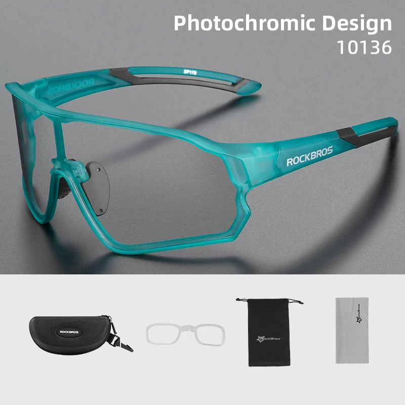 Photochromic Cycling Glasses UV400 Sunglasses Outdoor  Eyewear MTB Racing Lightweight Flexible
