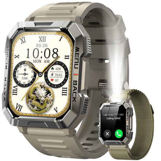 Smart Watch 2.01'' HD Display Outdoor Men's Watches with Emergency Lighting Bluetooth Call Waterproof Smartwatch