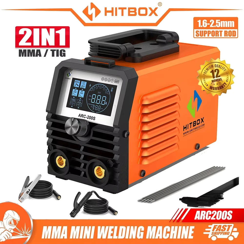 Welding Machine 2 in 1 ARC MMA LIFT TIG MINI IGBT Inverter, LED Digital Display. Portable Home Welder 220V 10-200A