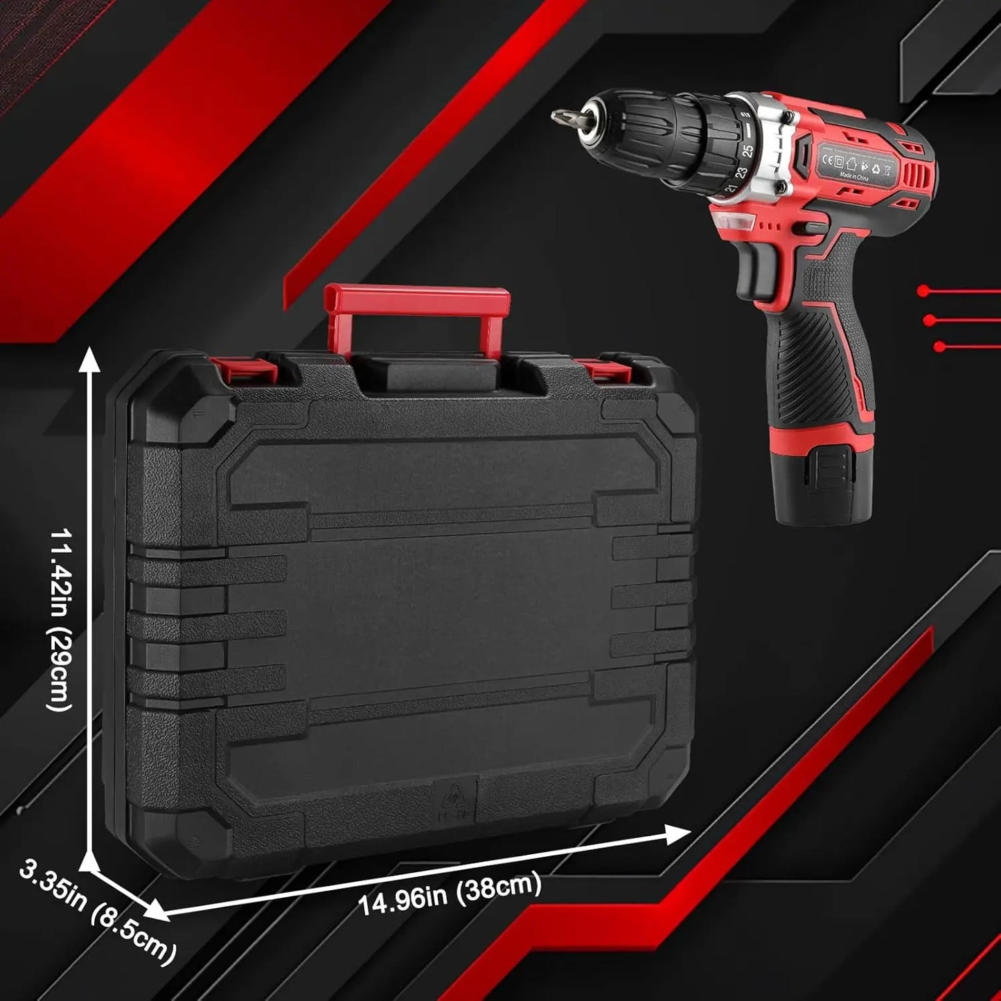 138 Pcs Power Tool Set with 12V Cordless Drill, Home DIY Repairs and Maintenance