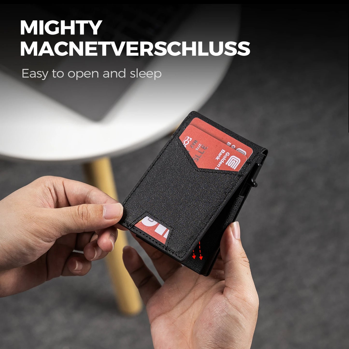 Slim Cardholder for Men, Premium Fabric Wallet with Card Ejector, RFID Blocking Front Pocket Stylish Design