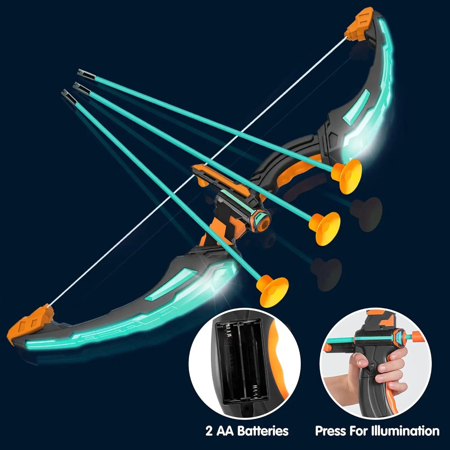 Kids Bow and Arrow Set, LED Light Up Archery Toy With 9 Suction Cup Arrows. Target for Kid Ages 6-12 Outdoor Play Gift