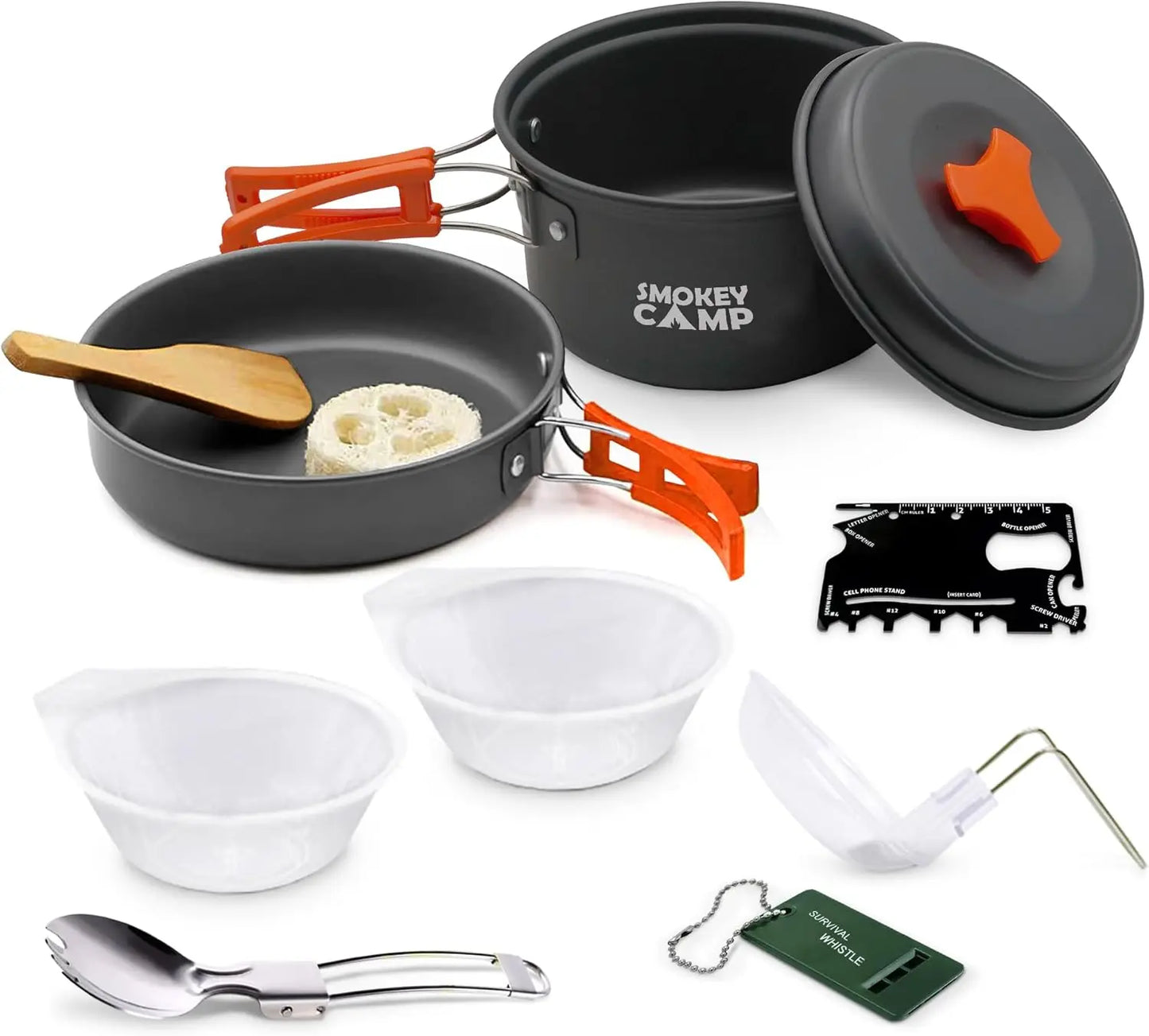 Camping Cookware Mess Kit Set with Stove - Backpacking Camping Pots and Pans Set All in One Non-Stick Cooking