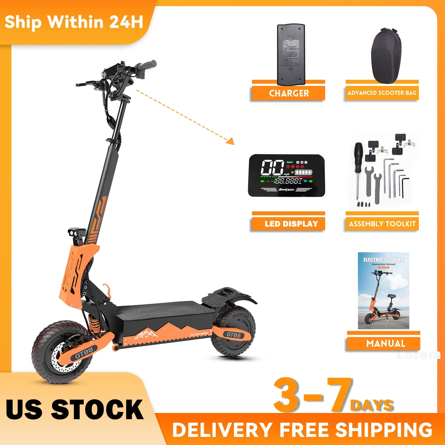 5600W ADULT Electric Scooter Dual Motor Top Speed 46MPH,60V27AH, 11-inch Off-Road Tires Sport Folding Scooter