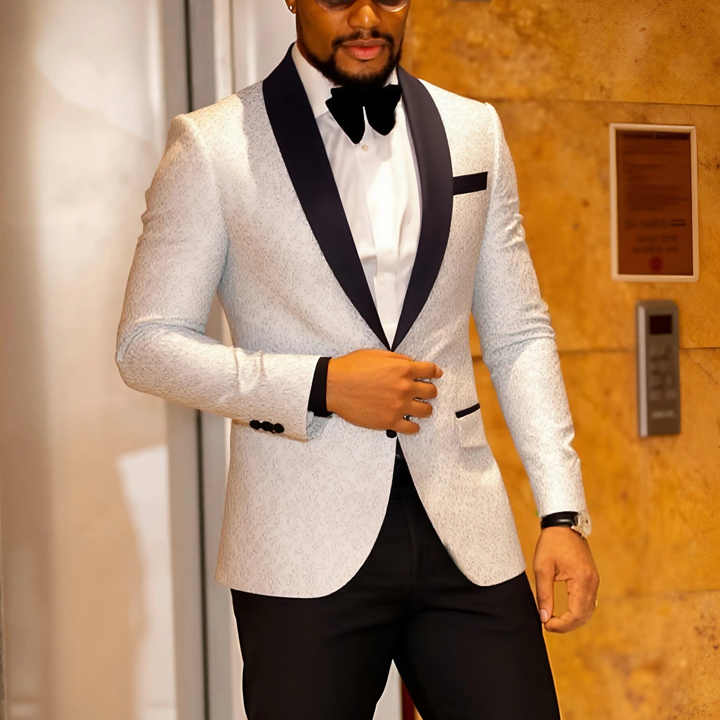 Men's Paisley Tuxedo Jacket One Button Dress Suit Jacket