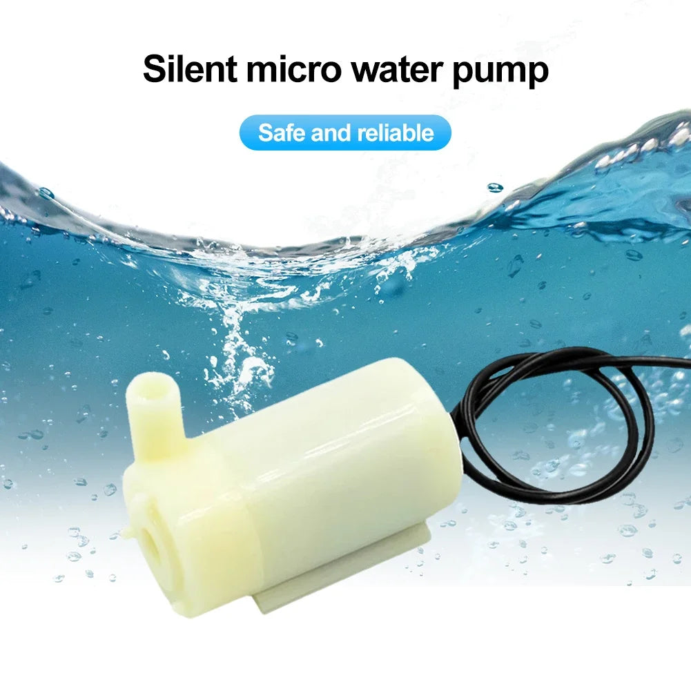 DC 3V 5V Micro Submersible Motor Pump with Flexible Tubing, Brushless Motor, Pump Silent, for Fish Tank, Fountain, Garden
