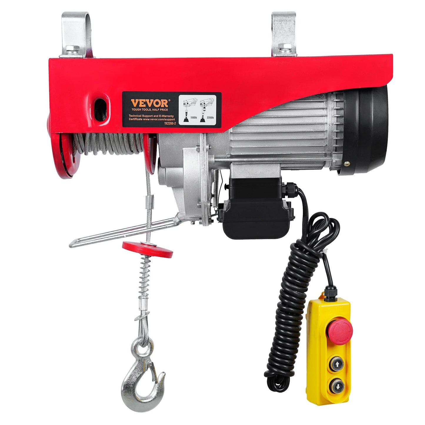 880/1320/1760/2200 Pound Electric Hoist Lifting Crane. Cable Hoist Winch for Boat, Car, Garage. With Wired Remote Control Lifter