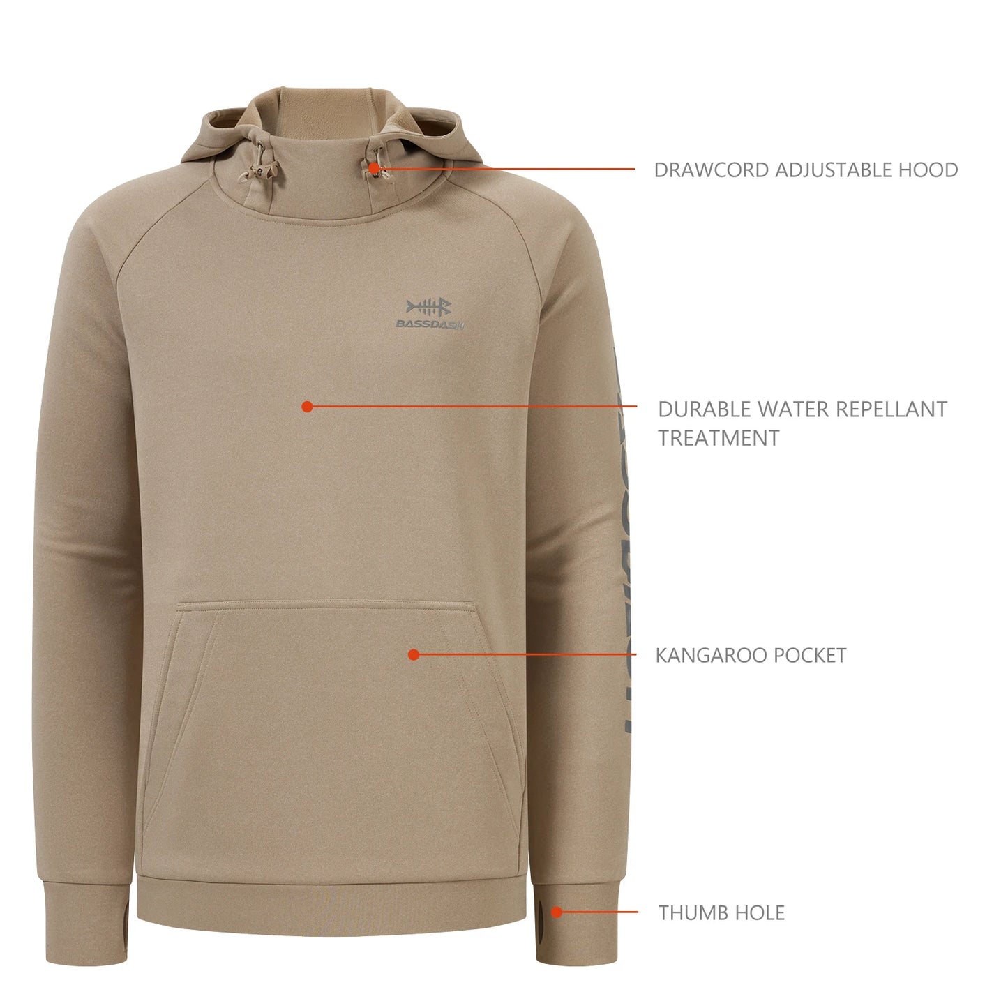 Men’s, Women's Fleece Lined Fishing Hoodies Water Resistant Performance Pullover Sweatshirt with thumb hole