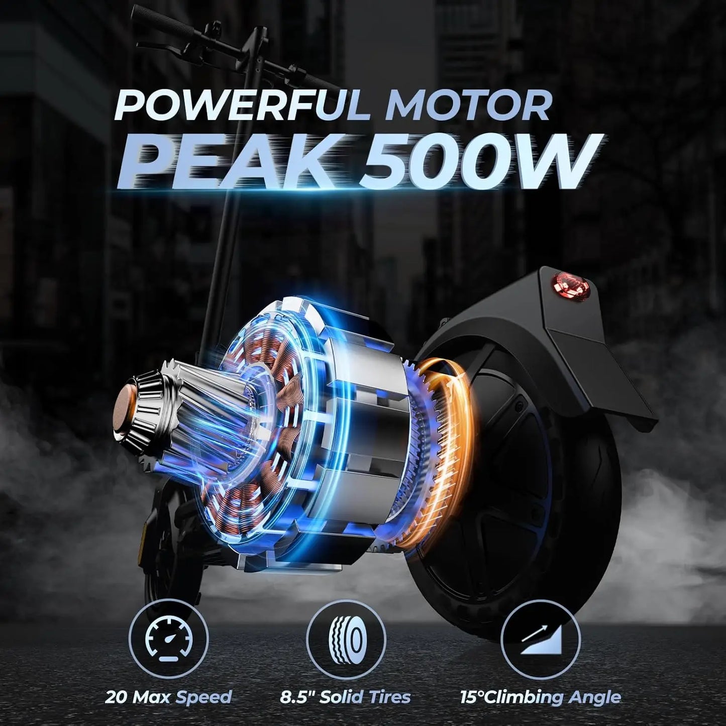 High Speed Electric Scooter Foldable E-scooter 500W 20 Mile Max Range 8.5 Inch Tire Double Suspension App Control Fast Charging