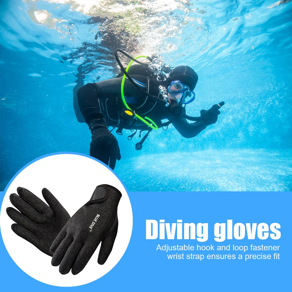 1.5mm Five Finger Warm Wetsuit Winter Gloves, Anti Slip Gloves for Water Sports