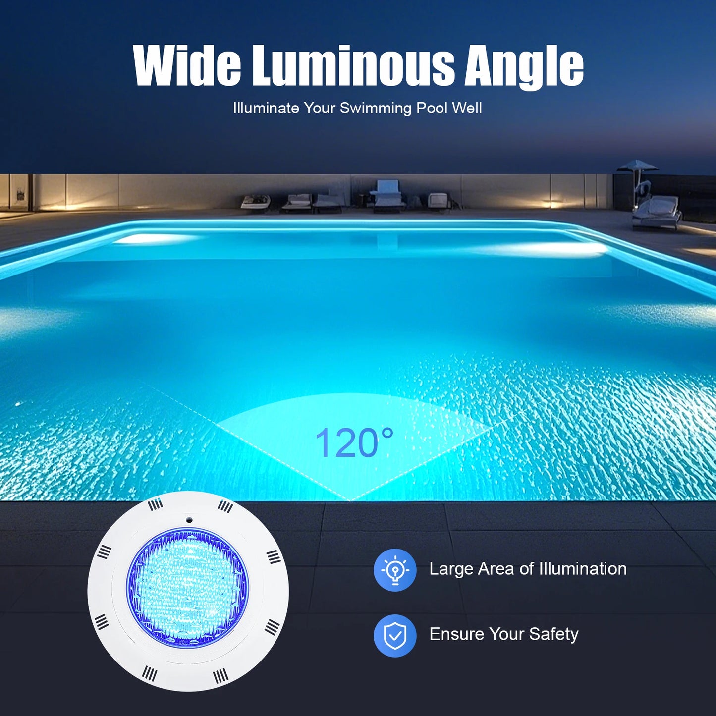 Swimming Pool Light, 12V Underwater Light with Remote Control, IP68 Waterproof 7 Color LED Fountain Lighting, 36W