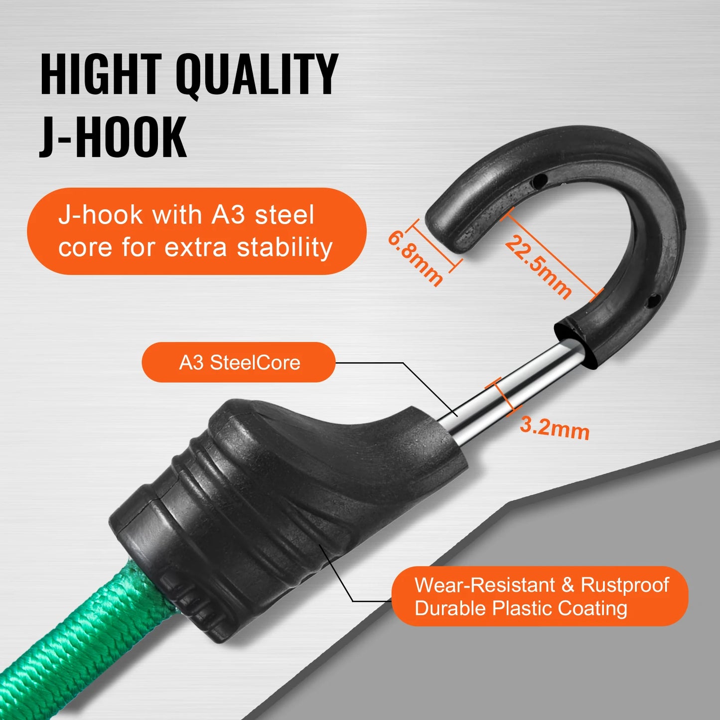 VEVOR 32pcs Elastic Bungee Cords Straps Assorted Lengths Heavy Duty