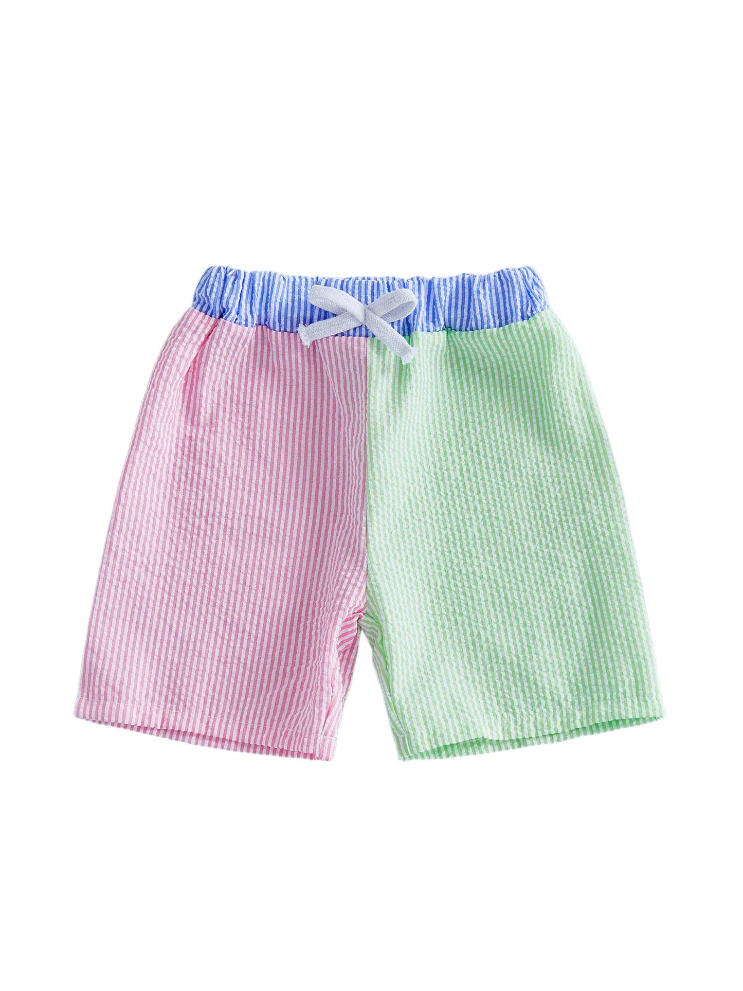 Boys Swim Trunks, Comfortable Elastic Waist Plaid and Stripes Design Swim Shorts