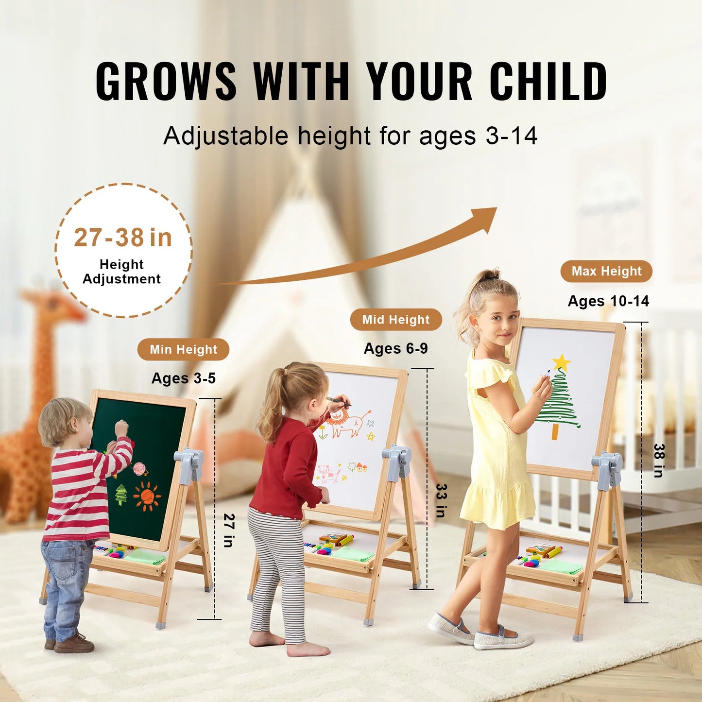 Standing Magnetic Drawing Board, WordPad Art Easel. With Painting Accessories, Children Educational Toys