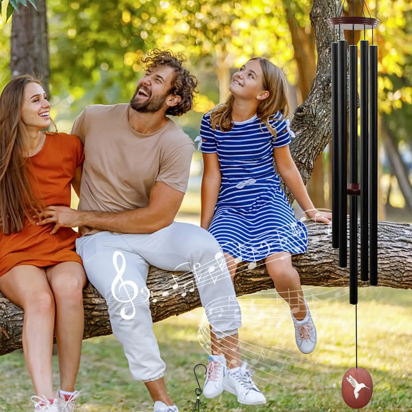 60" Outdoor, Wind Chimes, Large Wind Chimes, Deep Tone with 5 Tuned Tubes and S Hook