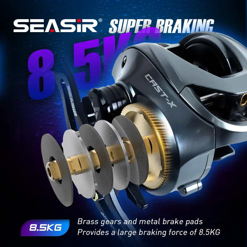 Baitcasting Reel 7.3:1 Gear Ratio Aluminum Double Spool Carbon Grip