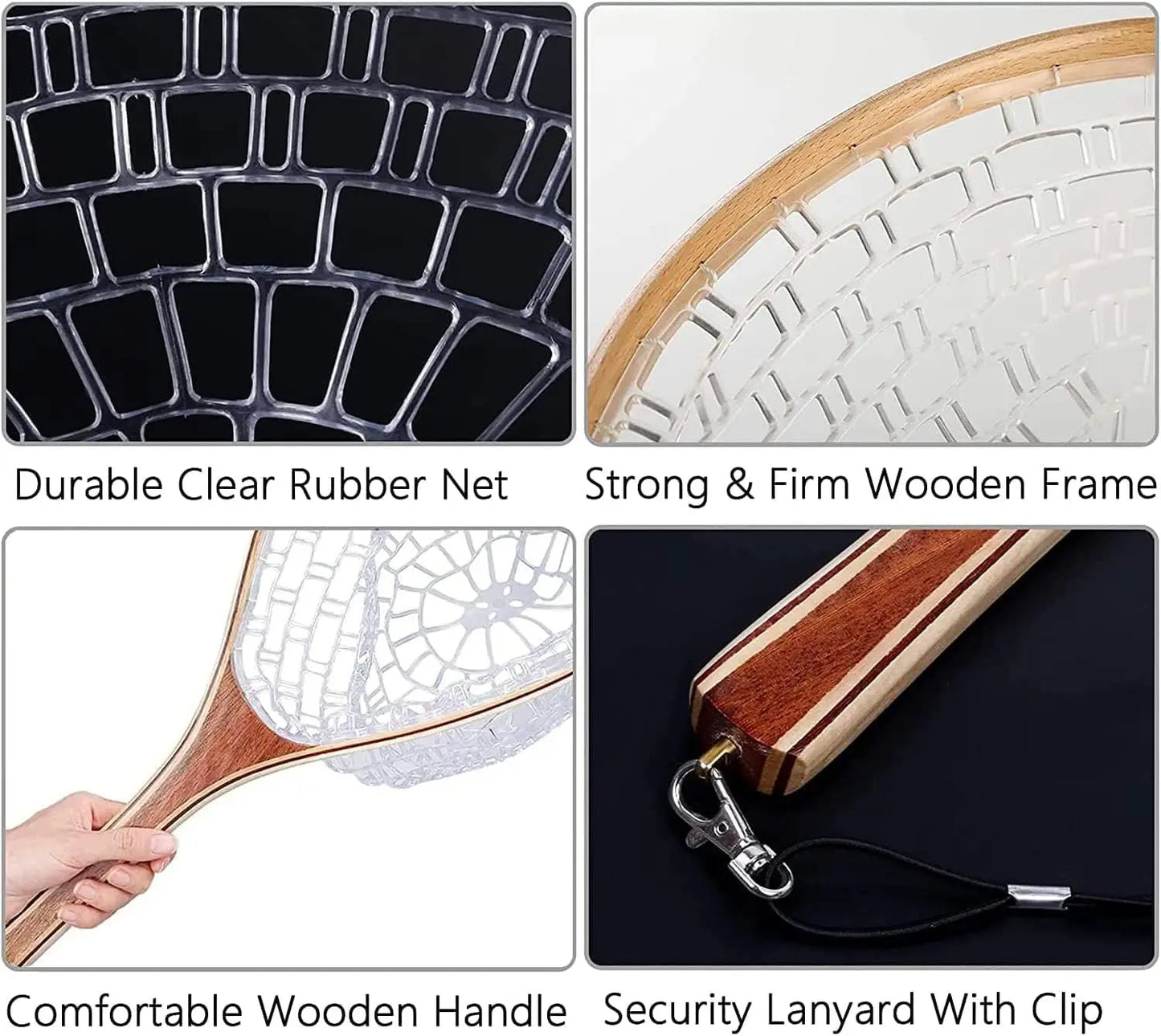 Fish Landing Net Quick Release, Transparent Net Soft Rubber Mesh