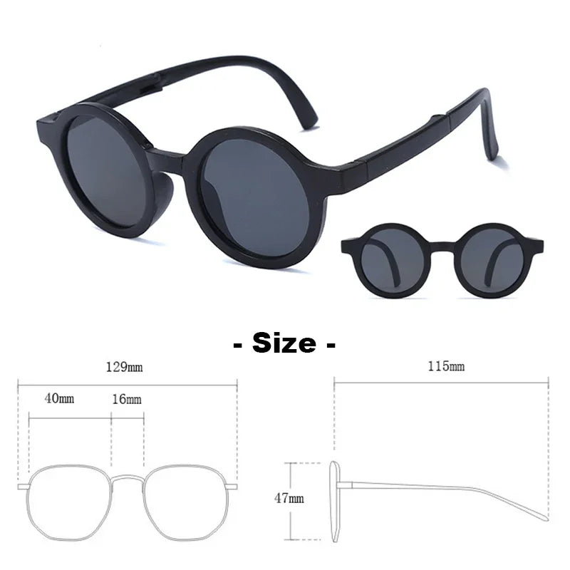 Foldable Kids Sunglasses, Round Shades