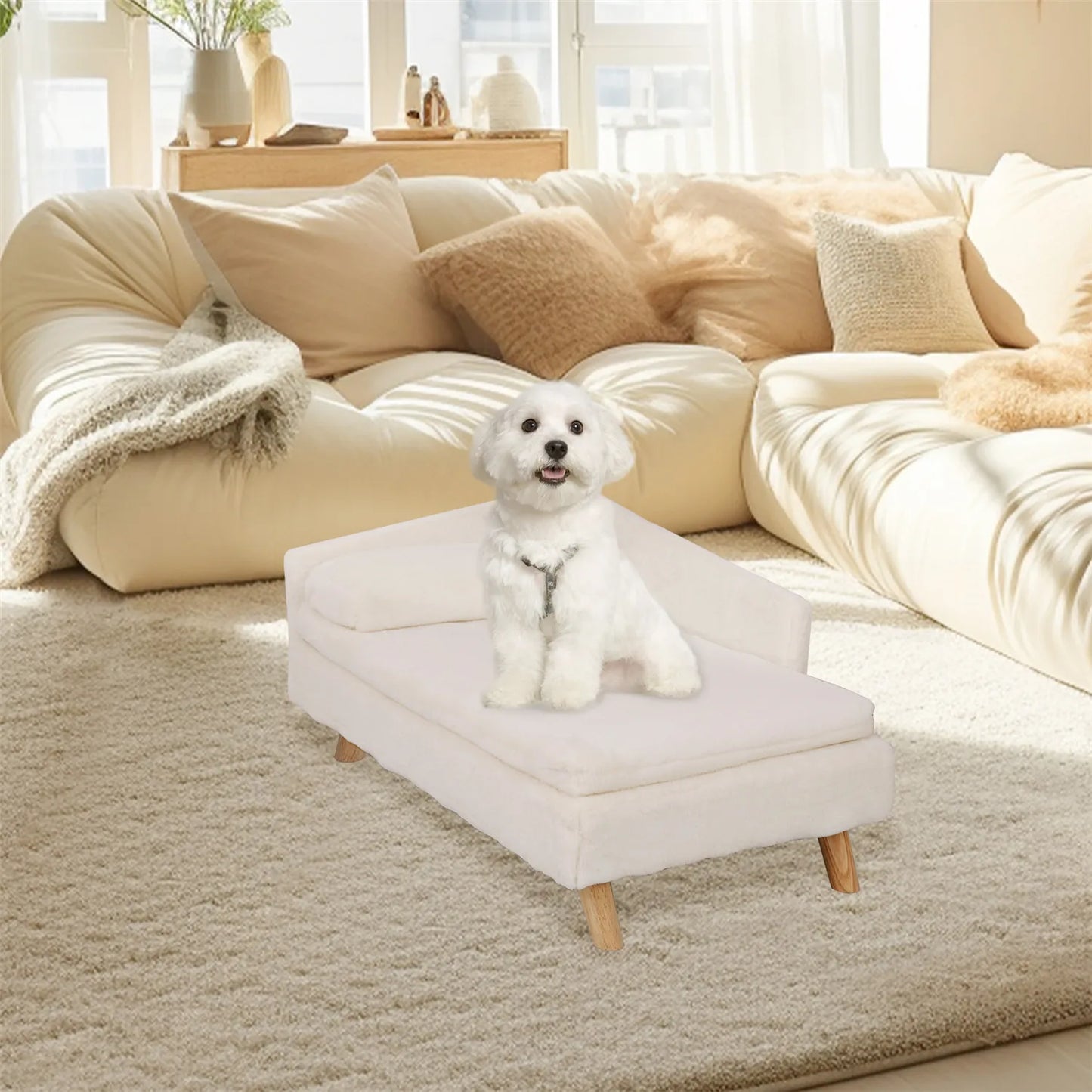 Elevated Pet Bed, with Cozy Pad Waterproof ,Pet Sofa Bed with Sturdy Wood Legs for Small Dog or Cats