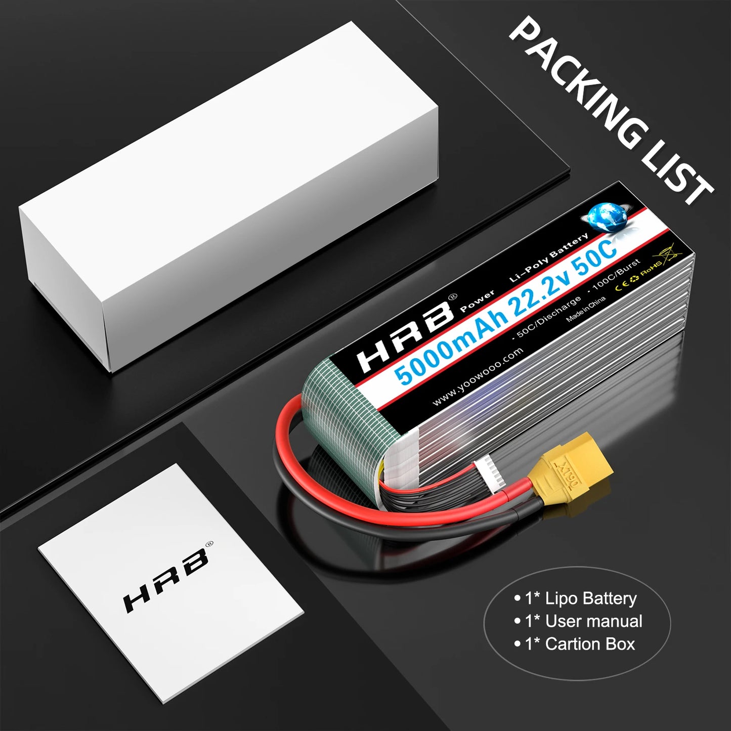 1/2PCS  Lipo Battery 22.2V 5000mah Drone Battery 50C With XT90 Connector for Quadcopter