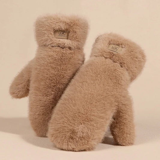 Imitation Rabbit Fur Mittens, Winter Gloves. Windproof Plush Thick, Warm Cashmere Soft Mittens