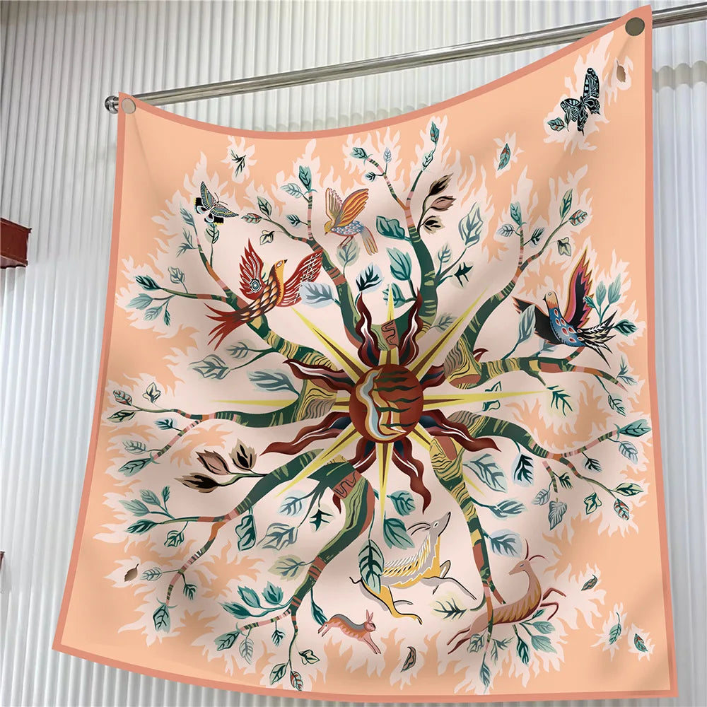 Square Scarf Women Fashion Floral Twill Silk Head Scarf For Lady