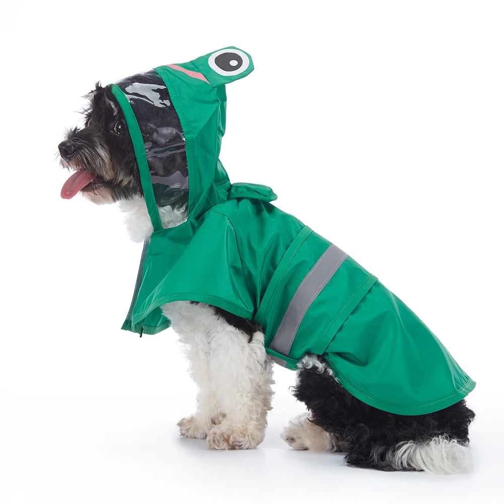 Fashionable Reflective Dog Raincoat, Cute Hooded Waterproof Jacket