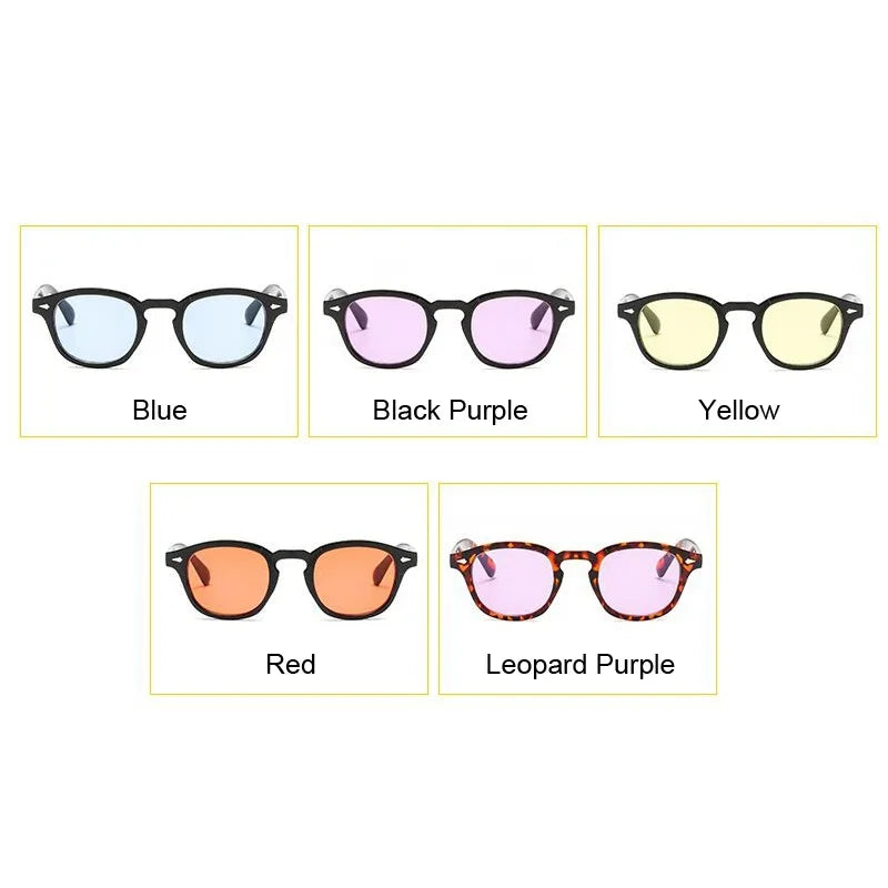 Johnny Depp Style Round Sunglasses, Clear Candy Color Lens, Unisex