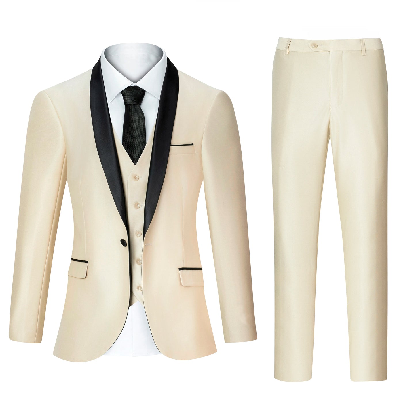 Men's Suit Regular Fit Tuxedo 3 Piece Set   Jacket, Trousers, Vest