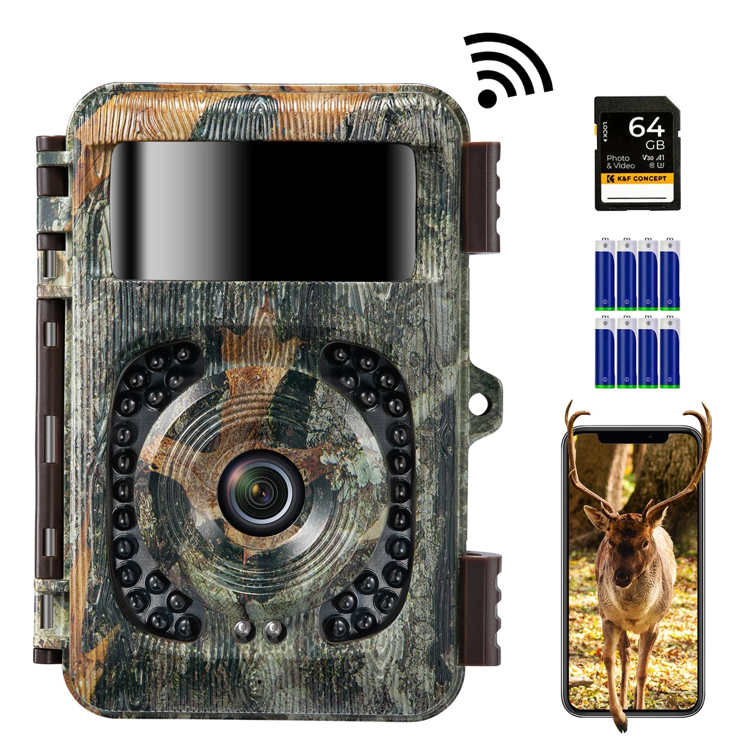 4K Wi Fi Trail Camera, 48MP Game Camera with 0.2s Trigger, 120° Detection Starlight Night Vision. Waterproof Camera