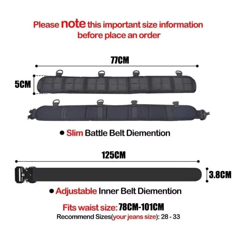 Genuine Tactical Belt, Quick Release. Outdoor Military Metal Real Nylon Belt Set