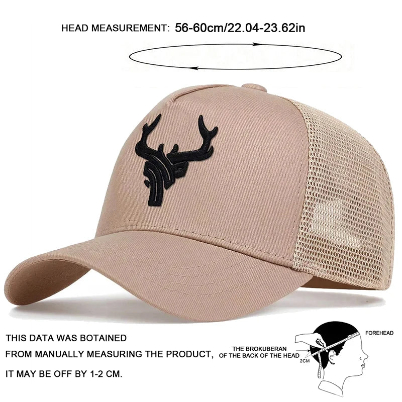 1piece Unisex Antlers Embroidery Baseball Net Hat Adjustable