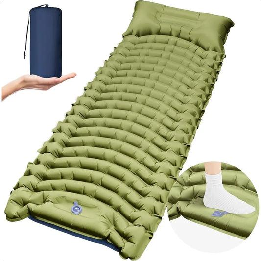Sleeping Pad Ultra Lightweight with Pillow Foot Pump Compact and Portable Ideal for Outdoor