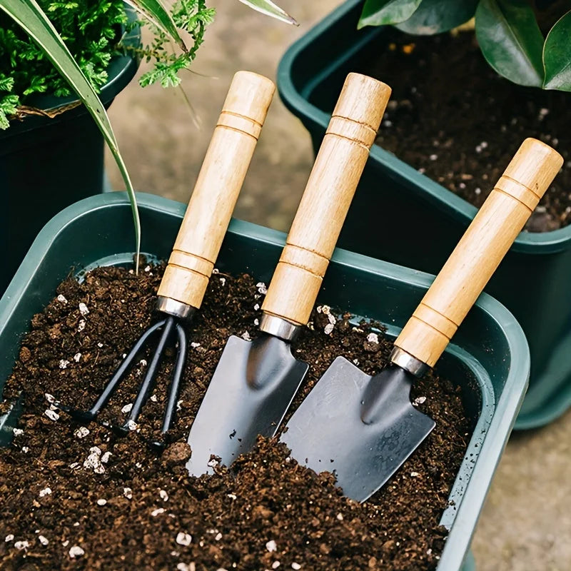 3pcs/set, Garden Tool Set, Rake, Small Shovel, Large Gardening Plant Shovel