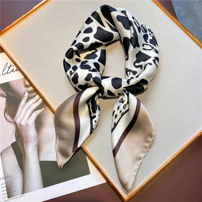 Luxury Brand Women, Men Print Square Scarf. Soft Satin Silk-like, Small Neck Scarf Stylish Casual Headscarf