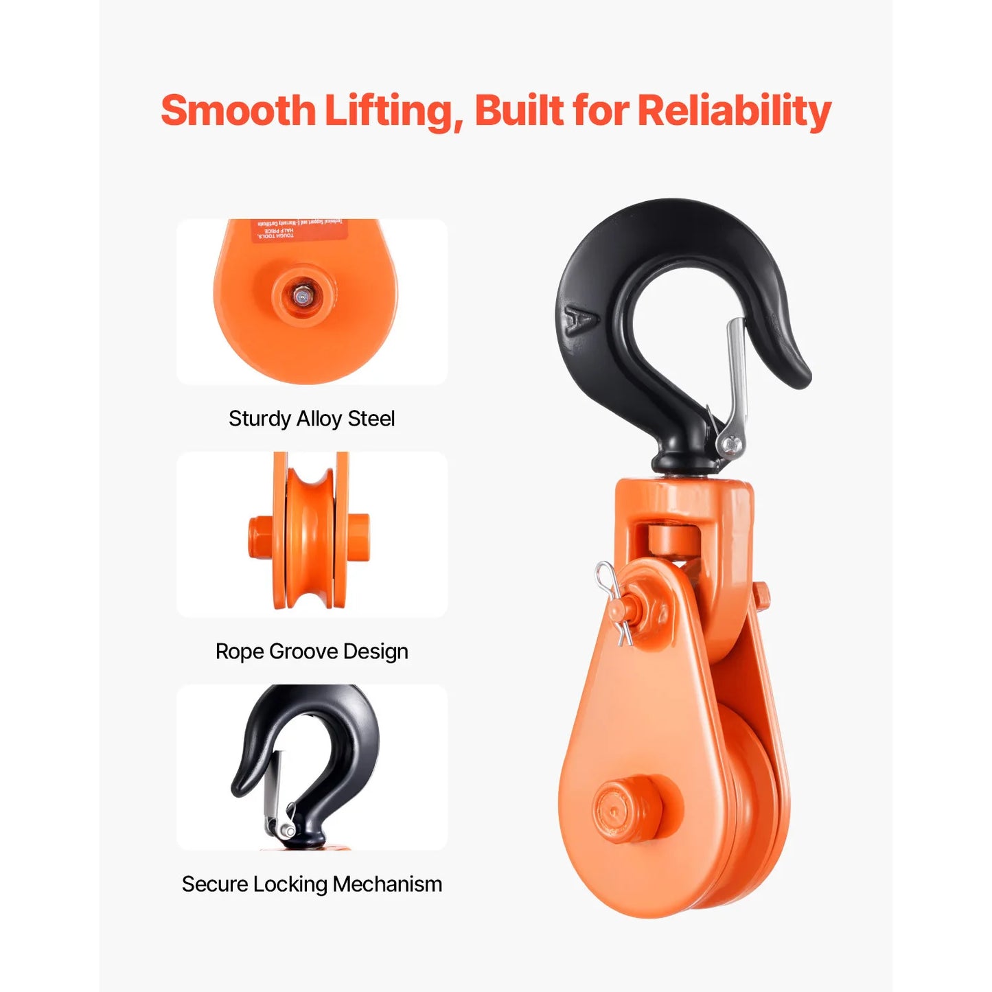2T Snatch Block Pulley with Swivel Hook, for Lifting or Offroad Recovery for Towing Operation