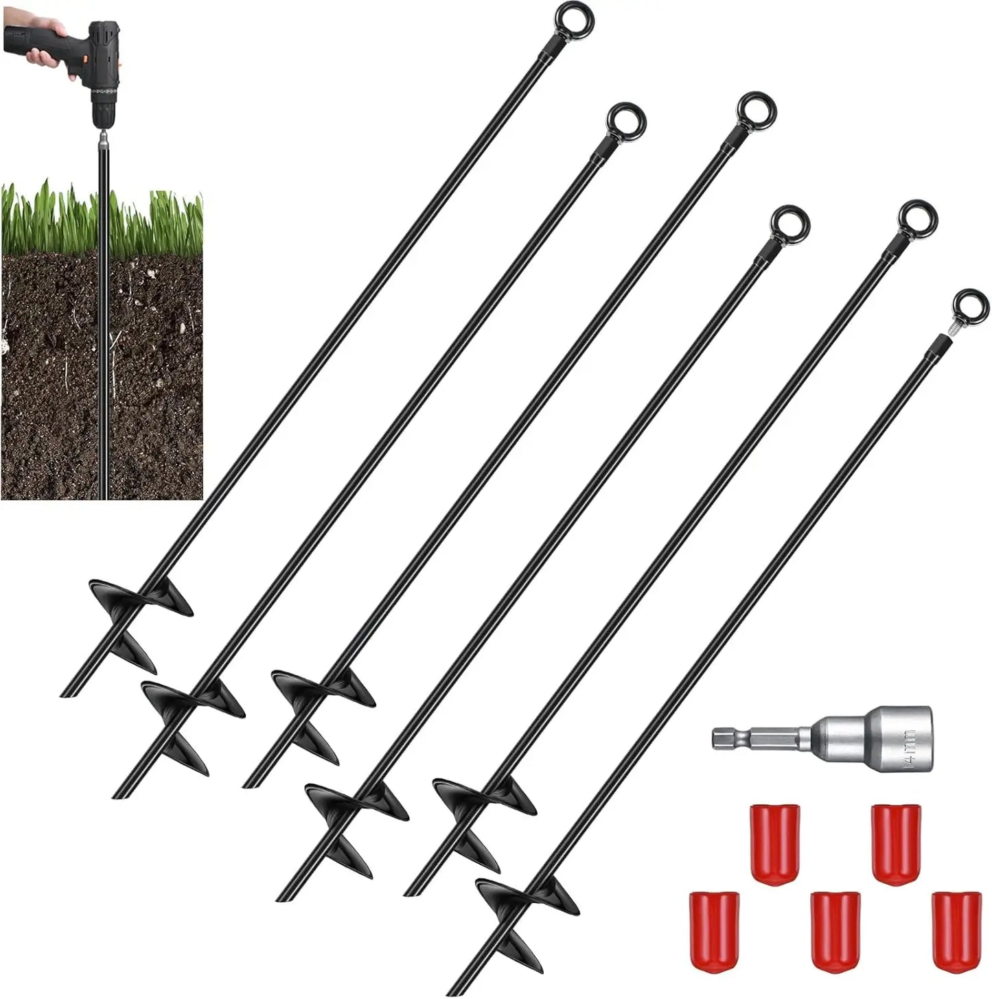 30 Inch Heavy Duty Ground Anchor Spiral Blade, Metal Anchor Stakes Camping, Securing Animals