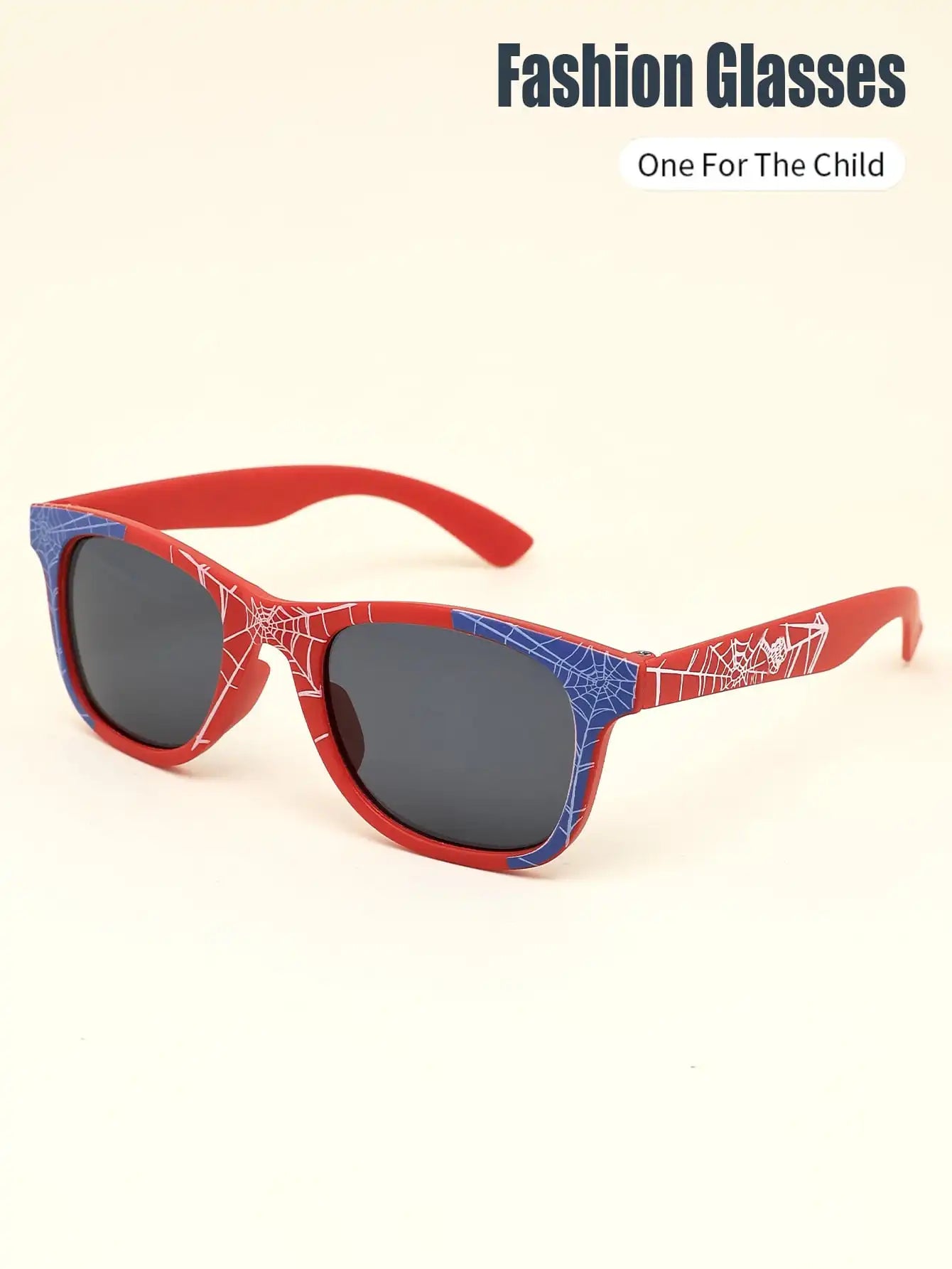 Kids Red Blue Web Pattern Fashion Sunglasses with Coated Lens for Casual Outdoor Use